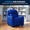 Deluxe Padded Contemporary Blue Vinyl Kids Recliner with Storage Arms