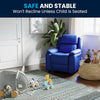 Deluxe Padded Contemporary Blue Vinyl Kids Recliner with Storage Arms