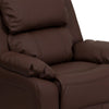 Deluxe Padded Contemporary Brown LeatherSoft Kids Recliner with Storage Arms
