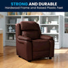 Deluxe Padded Contemporary Brown LeatherSoft Kids Recliner with Storage Arms