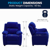 Deluxe Padded Contemporary Blue Microfiber Kids Recliner with Storage Arms