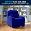 Deluxe Padded Contemporary Blue Microfiber Kids Recliner with Storage Arms
