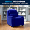 Deluxe Padded Contemporary Blue Microfiber Kids Recliner with Storage Arms
