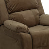 Deluxe Padded Contemporary Brown Microfiber Kids Recliner with Storage Arms