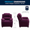 Deluxe Padded Contemporary Purple Microfiber Kids Recliner with Storage Arms