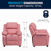 Deluxe Padded Contemporary Pink Vinyl Kids Recliner with Storage Arms