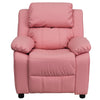 Deluxe Padded Contemporary Pink Vinyl Kids Recliner with Storage Arms