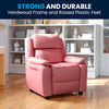 Deluxe Padded Contemporary Pink Vinyl Kids Recliner with Storage Arms
