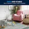 Deluxe Padded Contemporary Pink Vinyl Kids Recliner with Storage Arms