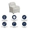 Deluxe Padded Contemporary White Vinyl Kids Recliner with Storage Arms