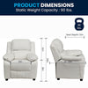 Deluxe Padded Contemporary White Vinyl Kids Recliner with Storage Arms