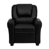 Contemporary Black LeatherSoft Kids Recliner with Cup Holder and Headrest