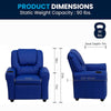 Contemporary Blue Vinyl Kids Recliner with Cup Holder and Headrest