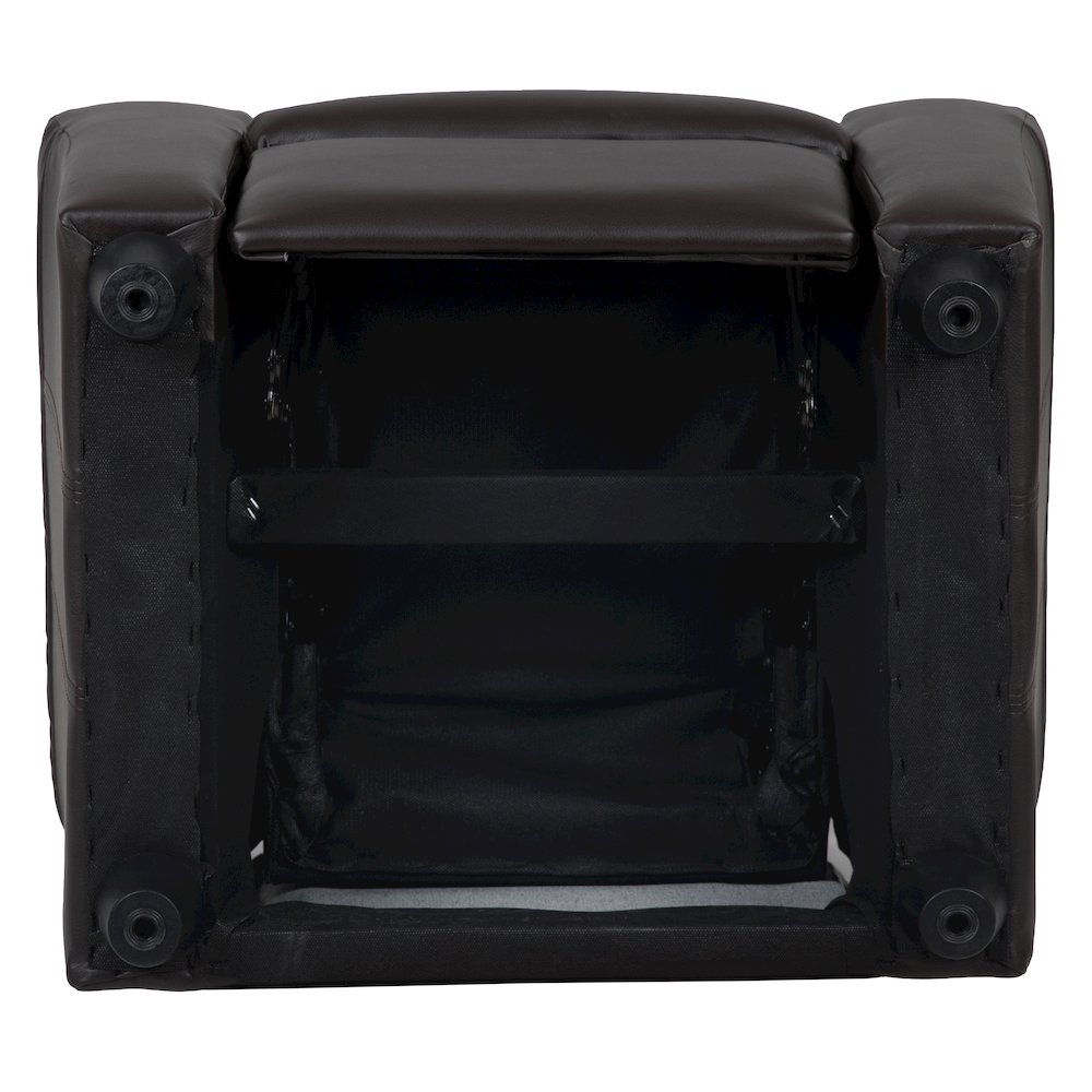 Contemporary Brown LeatherSoft Kids Recliner with Cup Holder and Headrest