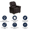 Contemporary Brown LeatherSoft Kids Recliner with Cup Holder and Headrest