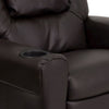Contemporary Brown LeatherSoft Kids Recliner with Cup Holder and Headrest
