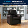 Contemporary Brown LeatherSoft Kids Recliner with Cup Holder and Headrest