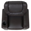 Contemporary Brown LeatherSoft Kids Recliner with Cup Holder and Headrest