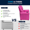 Contemporary Hot Pink Vinyl Kids Recliner with Cup Holder and Headrest