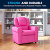 Contemporary Hot Pink Vinyl Kids Recliner with Cup Holder and Headrest