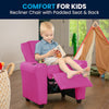 Contemporary Hot Pink Vinyl Kids Recliner with Cup Holder and Headrest