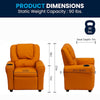 Contemporary Orange Vinyl Kids Recliner with Cup Holder and Headrest