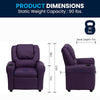 Contemporary Purple Vinyl Kids Recliner with Cup Holder and Headrest