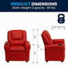 Contemporary Red Vinyl Kids Recliner with Cup Holder and Headrest