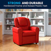 Contemporary Red Vinyl Kids Recliner with Cup Holder and Headrest