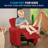 Contemporary Red Vinyl Kids Recliner with Cup Holder and Headrest