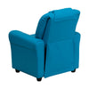 Contemporary Turquoise Vinyl Kids Recliner with Cup Holder and Headrest