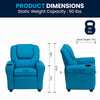 Contemporary Turquoise Vinyl Kids Recliner with Cup Holder and Headrest