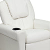 Contemporary White Vinyl Kids Recliner with Cup Holder and Headrest