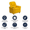 Contemporary Yellow Vinyl Kids Recliner with Cup Holder and Headrest