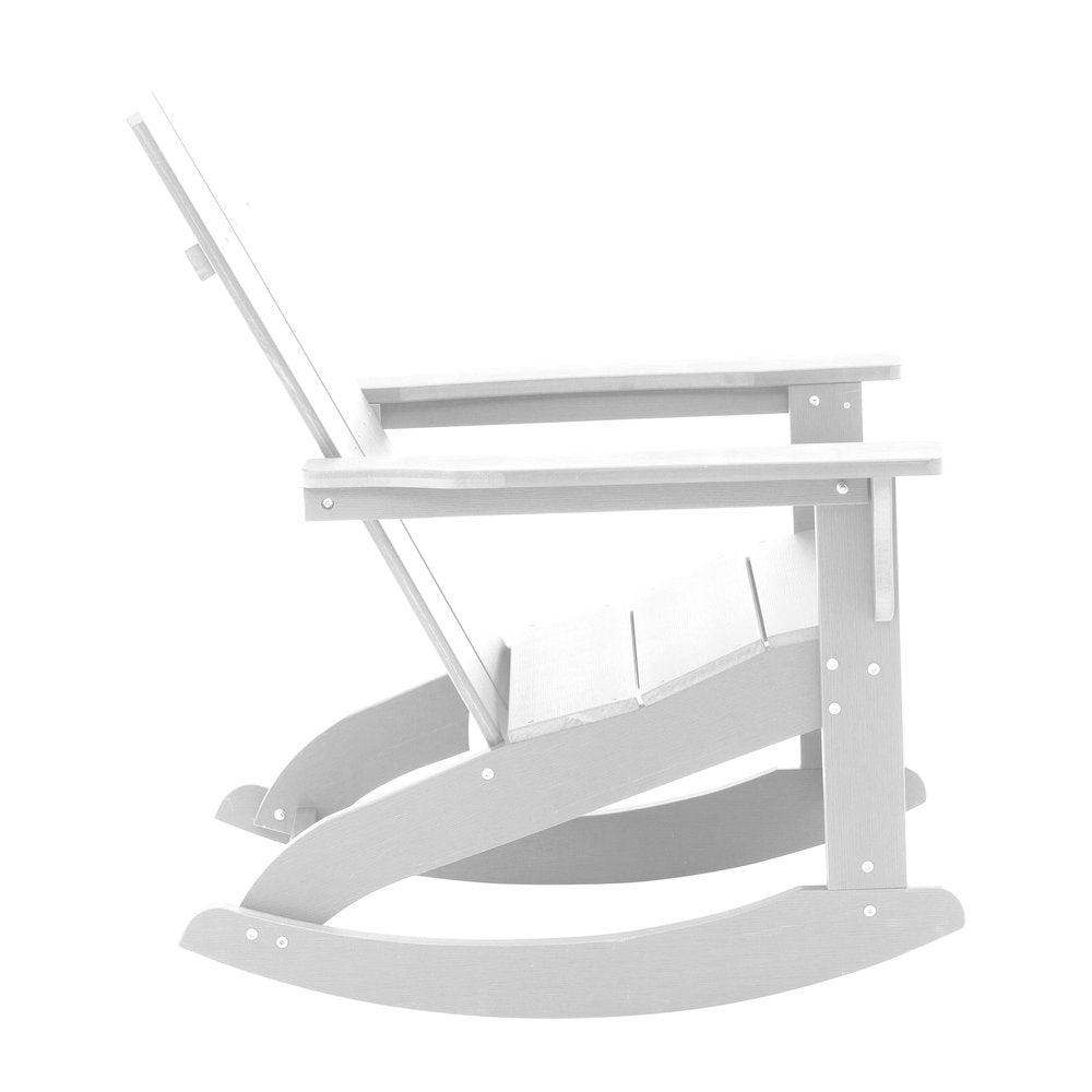 All-Weather 2-Slat Poly Resin Rocking Adirondack Chair in White - Set of2