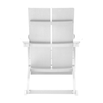 All-Weather 2-Slat Poly Resin Rocking Adirondack Chair in White - Set of2