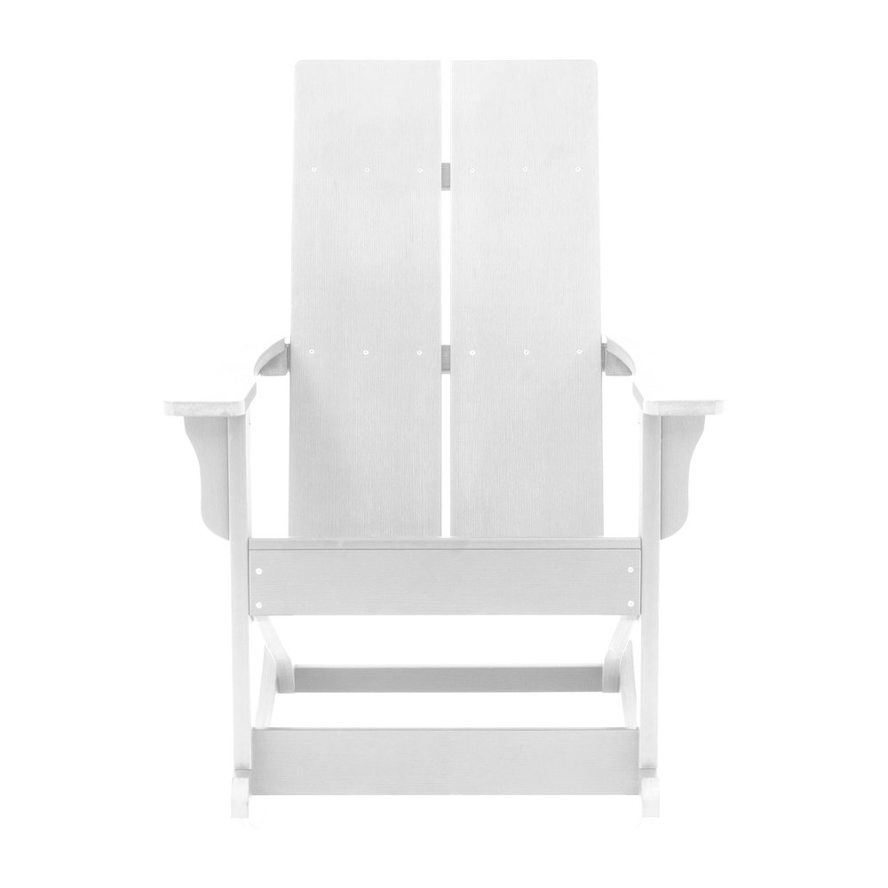 All-Weather 2-Slat Poly Resin Rocking Adirondack Chair in White - Set of2