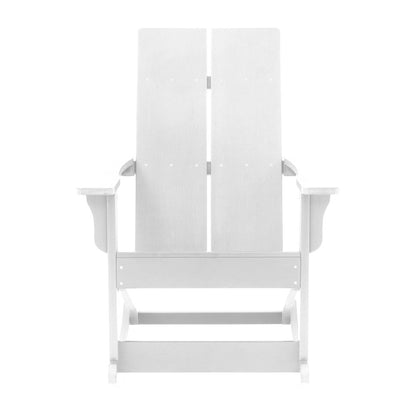 All-Weather 2-Slat Poly Resin Rocking Adirondack Chair in White - Set of2