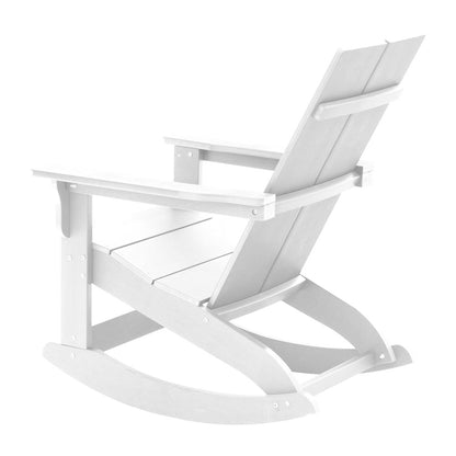All-Weather 2-Slat Poly Resin Rocking Adirondack Chair in White - Set of2