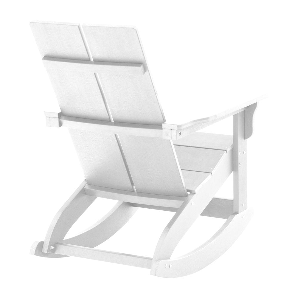 All-Weather 2-Slat Poly Resin Rocking Adirondack Chair in White - Set of2