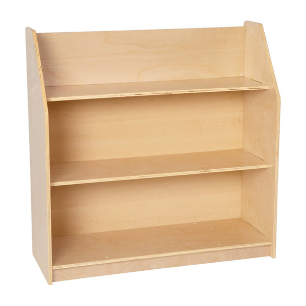 Natural Wooden 3 Shelf Book Display with Safe