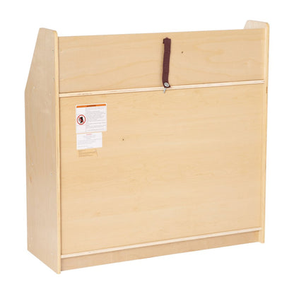 Natural Wooden 3 Shelf Book Display with Safe