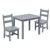 Solid Hardwood Table and Chair Set - 3 Piece Set - Gray