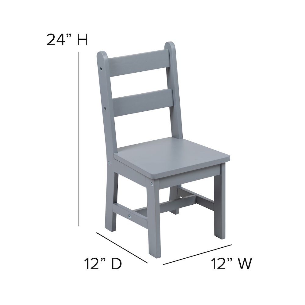 Solid Hardwood Table and Chair Set - 3 Piece Set - Gray