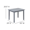 Solid Hardwood Table and Chair Set - 3 Piece Set - Gray