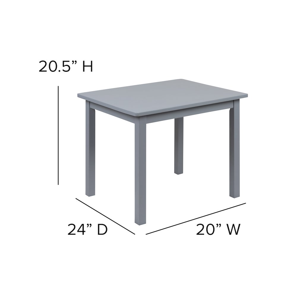 Solid Hardwood Table and Chair Set - 3 Piece Set - Gray