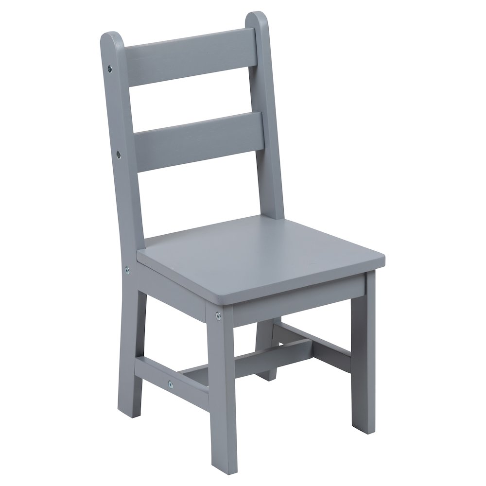 Solid Hardwood Table and Chair Set - 3 Piece Set - Gray