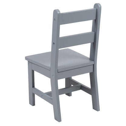 Solid Hardwood Table and Chair Set - 3 Piece Set - Gray