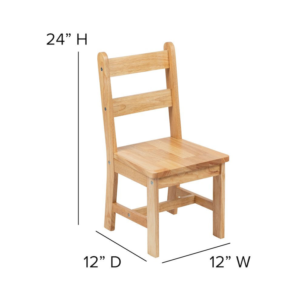 Solid Hardwood Table and Chair Set - 3 Piece Set - Natural
