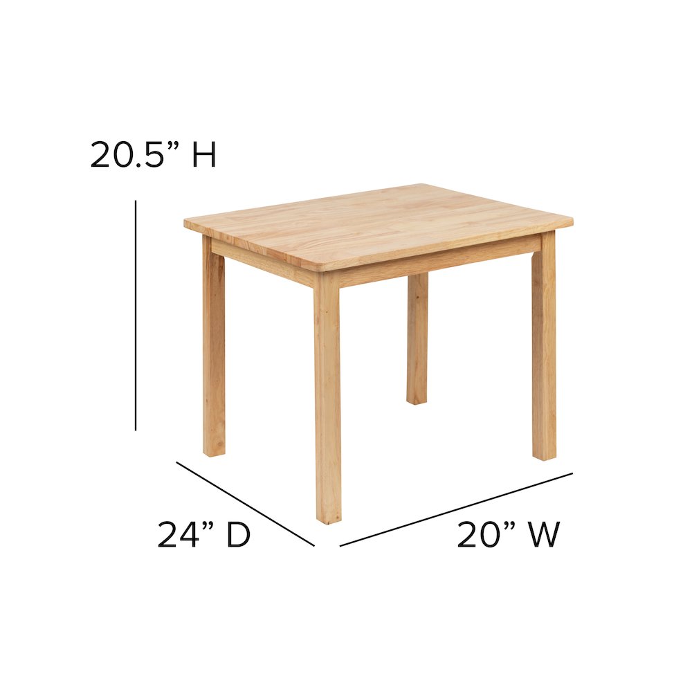 Solid Hardwood Table and Chair Set - 3 Piece Set - Natural